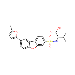 Cc1ccc(-c2ccc3oc4cc(S(=O)(=O)N[C@H](C(=O)O)C(C)C)ccc4c3c2)o1 ZINC000073222958