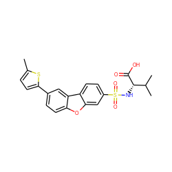 Cc1ccc(-c2ccc3oc4cc(S(=O)(=O)N[C@H](C(=O)O)C(C)C)ccc4c3c2)s1 ZINC000073222962