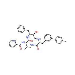 Cc1ccc(-c2cccc(C[C@H](NC[C@H](O)[C@H](Cc3ccccc3)NC(=O)[C@@H](NC(=O)c3ccccn3)C(C)C)C(N)=O)c2)cc1 ZINC000014945944