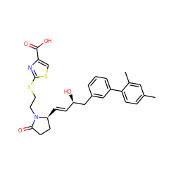 Cc1ccc(-c2cccc(C[C@H](O)/C=C/[C@H]3CCC(=O)N3CCSc3nc(C(=O)O)cs3)c2)c(C)c1 ZINC000038806393