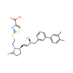 Cc1ccc(-c2cccc(C[C@H](O)/C=C/[C@H]3CCC(=O)N3CCSc3nc(C(=O)O)cs3)c2)cc1C ZINC000038945556