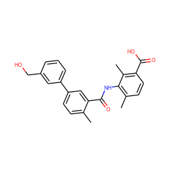 Cc1ccc(-c2cccc(CO)c2)cc1C(=O)Nc1c(C)ccc(C(=O)O)c1C ZINC000653699647