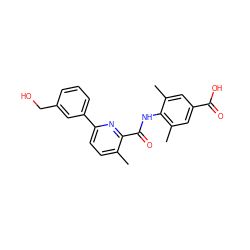 Cc1ccc(-c2cccc(CO)c2)nc1C(=O)Nc1c(C)cc(C(=O)O)cc1C ZINC000653700727