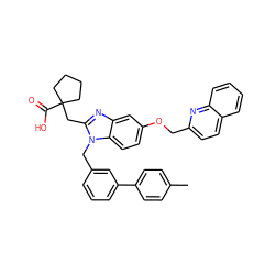 Cc1ccc(-c2cccc(Cn3c(CC4(C(=O)O)CCCC4)nc4cc(OCc5ccc6ccccc6n5)ccc43)c2)cc1 ZINC000220524540