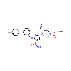 Cc1ccc(-c2cccc(Nc3nn(C4(CC#N)CCN(C(=O)OC(C)(C)C)CC4)cc3C(N)=O)c2)cc1 ZINC000222071738