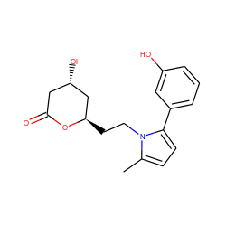 Cc1ccc(-c2cccc(O)c2)n1CC[C@@H]1C[C@@H](O)CC(=O)O1 ZINC000026833226