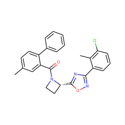 Cc1ccc(-c2ccccc2)c(C(=O)N2CC[C@H]2c2nc(-c3cccc(Cl)c3C)no2)c1 ZINC000218088714