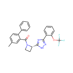 Cc1ccc(-c2ccccc2)c(C(=O)N2CC[C@H]2c2nc(-c3ccccc3OC(F)(F)F)n[nH]2)c1 ZINC000218298629