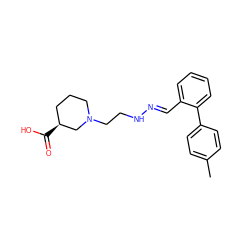 Cc1ccc(-c2ccccc2/C=N/NCCN2CCC[C@H](C(=O)O)C2)cc1 ZINC000095595030