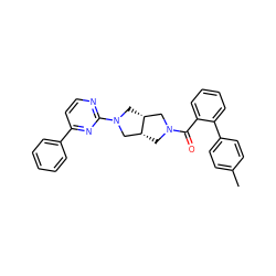 Cc1ccc(-c2ccccc2C(=O)N2C[C@@H]3CN(c4nccc(-c5ccccc5)n4)C[C@@H]3C2)cc1 ZINC000116822578