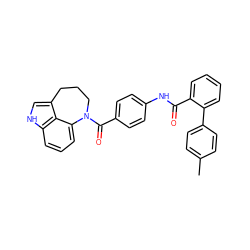 Cc1ccc(-c2ccccc2C(=O)Nc2ccc(C(=O)N3CCCc4c[nH]c5cccc3c45)cc2)cc1 ZINC000013487943