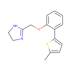 Cc1ccc(-c2ccccc2OCC2=NCCN2)s1 ZINC000013437857