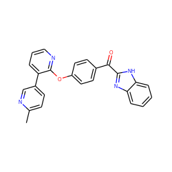 Cc1ccc(-c2cccnc2Oc2ccc(C(=O)c3nc4ccccc4[nH]3)cc2)cn1 ZINC000139779183