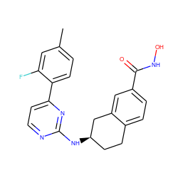 Cc1ccc(-c2ccnc(N[C@@H]3CCc4ccc(C(=O)NO)cc4C3)n2)c(F)c1 ZINC000113847158