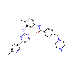 Cc1ccc(-c2ccnc(Nc3cc(NC(=O)c4ccc(CN5CCN(C)CC5)cc4)ccc3C)n2)cn1 ZINC000049018631