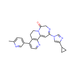 Cc1ccc(-c2ccnc3c2CCN2C(=O)CN=C(n4cnc(C5CC5)c4)C=C32)cn1 ZINC000169708336