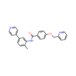 Cc1ccc(-c2ccncc2)cc1NC(=O)c1ccc(OCc2ccccn2)cc1 ZINC000084705121