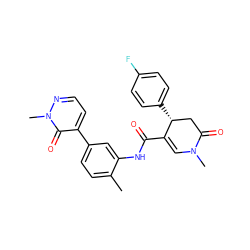 Cc1ccc(-c2ccnn(C)c2=O)cc1NC(=O)C1=CN(C)C(=O)C[C@H]1c1ccc(F)cc1 ZINC000118030439