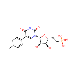 Cc1ccc(-c2cn([C@@H]3O[C@H](CCP(=O)(O)O)[C@@H](O)[C@H]3O)c(=O)[nH]c2=O)cc1 ZINC000073298386