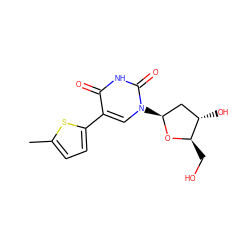 Cc1ccc(-c2cn([C@H]3C[C@H](O)[C@@H](CO)O3)c(=O)[nH]c2=O)s1 ZINC000013604661