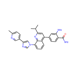 Cc1ccc(-c2cn(-c3cccc4c(-c5ccc(C(N)=O)c(N)c5)cc(C(C)C)nc34)cn2)cn1 ZINC000145585478