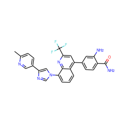 Cc1ccc(-c2cn(-c3cccc4c(-c5ccc(C(N)=O)c(N)c5)cc(C(F)(F)F)nc34)cn2)cn1 ZINC000145551028