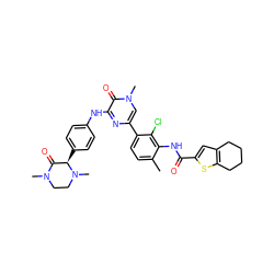 Cc1ccc(-c2cn(C)c(=O)c(Nc3ccc([C@@H]4C(=O)N(C)CCN4C)cc3)n2)c(Cl)c1NC(=O)c1cc2c(s1)CCCC2 ZINC000059185156