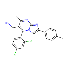 Cc1ccc(-c2cn3c(-c4ccc(Cl)cc4Cl)c(CN)c(C)nc3n2)cc1 ZINC000035907519