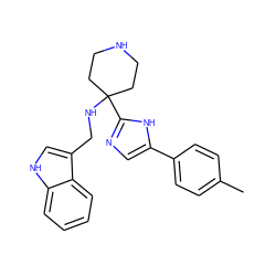 Cc1ccc(-c2cnc(C3(NCc4c[nH]c5ccccc45)CCNCC3)[nH]2)cc1 ZINC000473089351