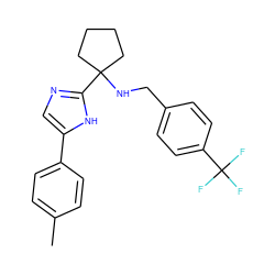 Cc1ccc(-c2cnc(C3(NCc4ccc(C(F)(F)F)cc4)CCCC3)[nH]2)cc1 ZINC000473088059