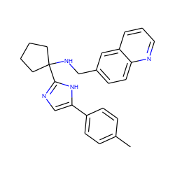 Cc1ccc(-c2cnc(C3(NCc4ccc5ncccc5c4)CCCC3)[nH]2)cc1 ZINC000473096655