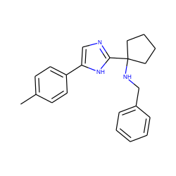 Cc1ccc(-c2cnc(C3(NCc4ccccc4)CCCC3)[nH]2)cc1 ZINC000473095120