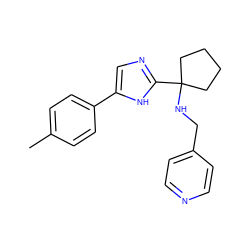 Cc1ccc(-c2cnc(C3(NCc4ccncc4)CCCC3)[nH]2)cc1 ZINC000473096137