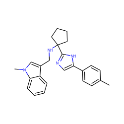 Cc1ccc(-c2cnc(C3(NCc4cn(C)c5ccccc45)CCCC3)[nH]2)cc1 ZINC000473087533