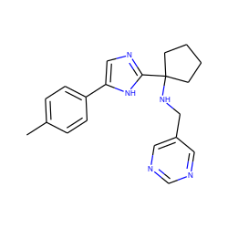 Cc1ccc(-c2cnc(C3(NCc4cncnc4)CCCC3)[nH]2)cc1 ZINC000473096605