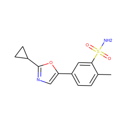 Cc1ccc(-c2cnc(C3CC3)o2)cc1S(N)(=O)=O ZINC000473133398