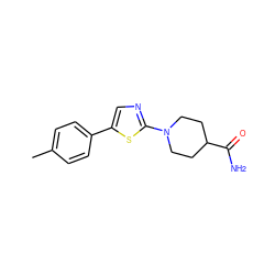 Cc1ccc(-c2cnc(N3CCC(C(N)=O)CC3)s2)cc1 ZINC000066136246