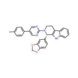 Cc1ccc(-c2cnc(N3CCc4c([nH]c5ccccc45)[C@@H]3c3ccc4c(c3)OCO4)nc2)cc1 ZINC000013487974