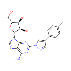 Cc1ccc(-c2cnn(-c3nc(N)c4ncn([C@@H]5O[C@H](CO)[C@@H](O)[C@H]5O)c4n3)c2)cc1 ZINC000013818932