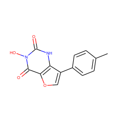 Cc1ccc(-c2coc3c(=O)n(O)c(=O)[nH]c23)cc1 ZINC000028347267