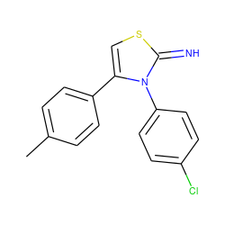 Cc1ccc(-c2csc(=N)n2-c2ccc(Cl)cc2)cc1 ZINC000000144121