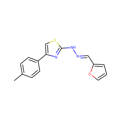 Cc1ccc(-c2csc(N/N=C/c3ccco3)n2)cc1 ZINC000004985243