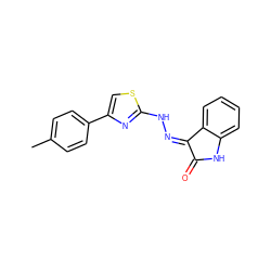 Cc1ccc(-c2csc(N/N=C3/C(=O)Nc4ccccc43)n2)cc1 ZINC000006300936