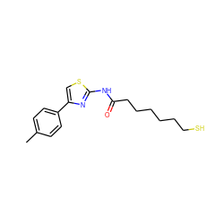 Cc1ccc(-c2csc(NC(=O)CCCCCCS)n2)cc1 ZINC000169349877