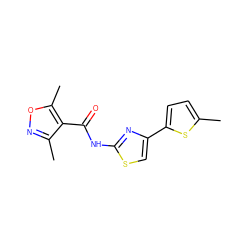 Cc1ccc(-c2csc(NC(=O)c3c(C)noc3C)n2)s1 ZINC000008393636