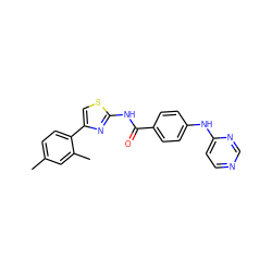 Cc1ccc(-c2csc(NC(=O)c3ccc(Nc4ccncn4)cc3)n2)c(C)c1 ZINC000028952623