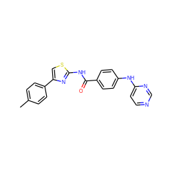 Cc1ccc(-c2csc(NC(=O)c3ccc(Nc4ccncn4)cc3)n2)cc1 ZINC000028952528