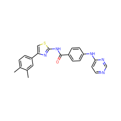 Cc1ccc(-c2csc(NC(=O)c3ccc(Nc4ccncn4)cc3)n2)cc1C ZINC000028952667