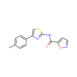 Cc1ccc(-c2csc(NC(=O)c3ccno3)n2)cc1 ZINC000004144714