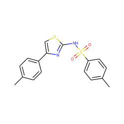 Cc1ccc(-c2csc(NS(=O)(=O)c3ccc(C)cc3)n2)cc1 ZINC000000475636